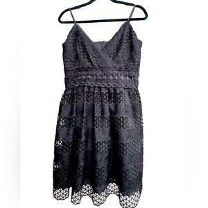 Guess Black Lace V-neck A-line Dress Sz 8